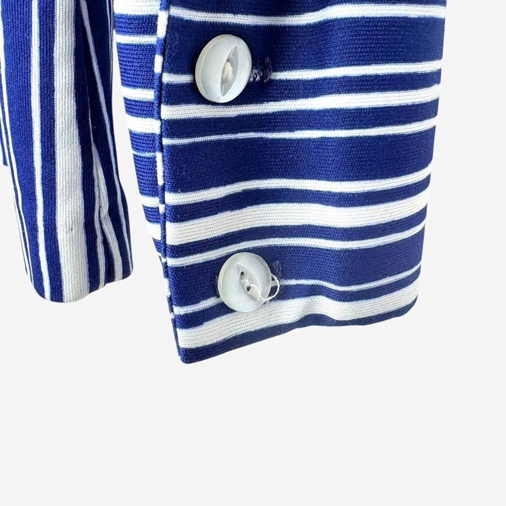 Vintage 90s Office Siren Pinstripe Jersey Top • Shrunken Fitted Button Up - Picture 6 of 6